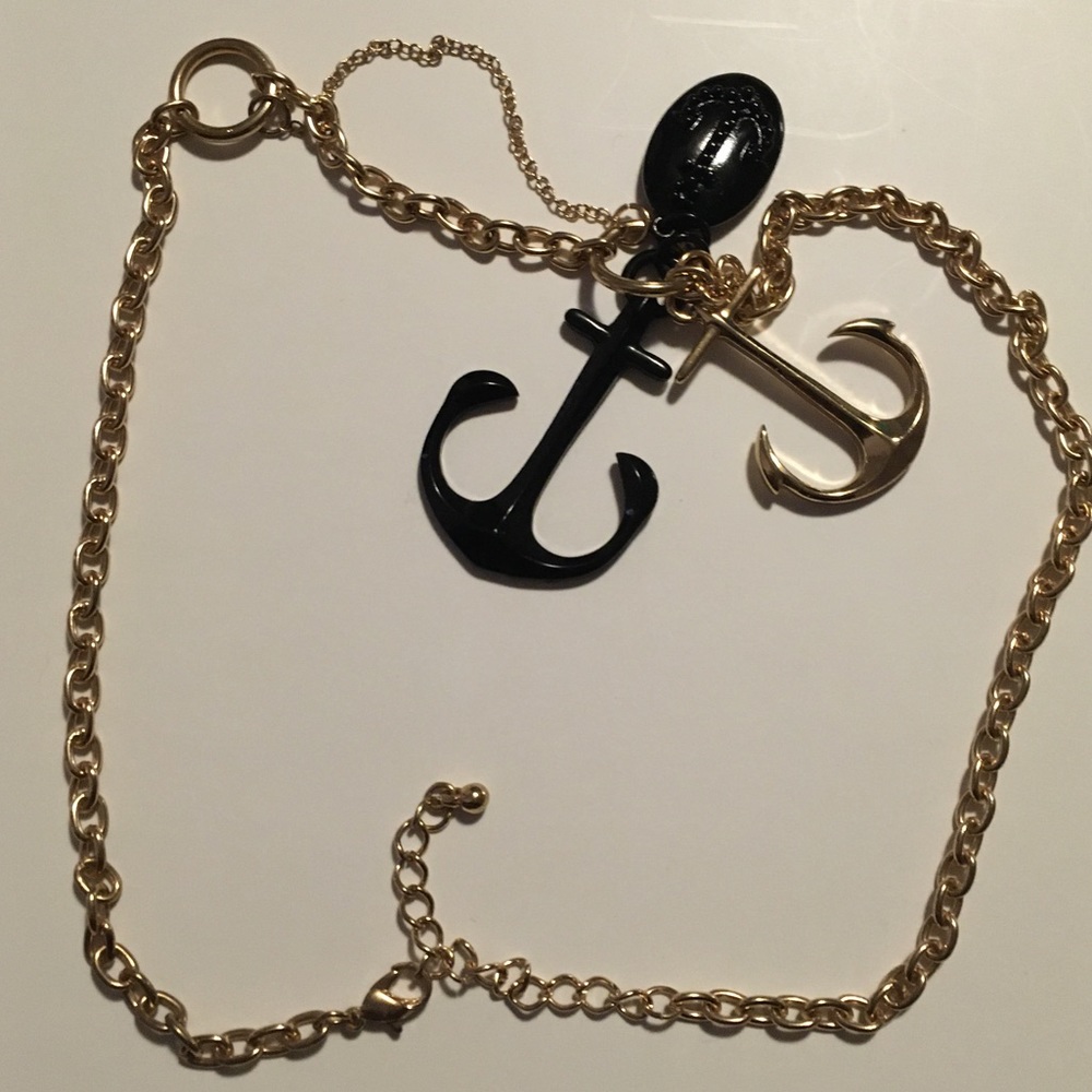 Black and Gold Anchor Necklace